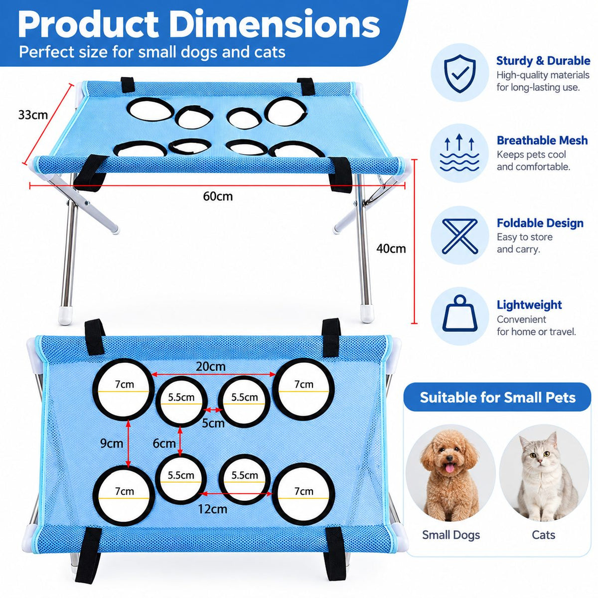 Hands-Free Pet Bathing & Grooming Stand – Foldable 2-in-1 Support Table for Small Dogs & Cats