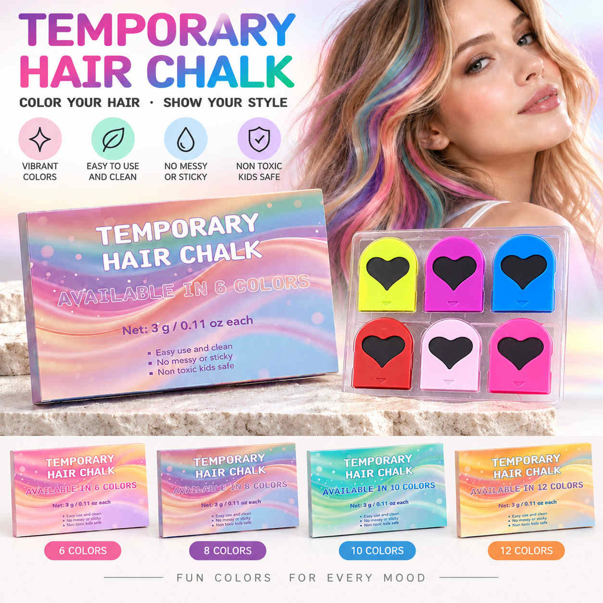 ⏳Time-Limited Special⏰Temporary Hair Chalk Set for Girls