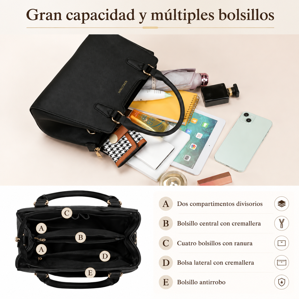 Women's Waterproof Quilted Bag with Pocket