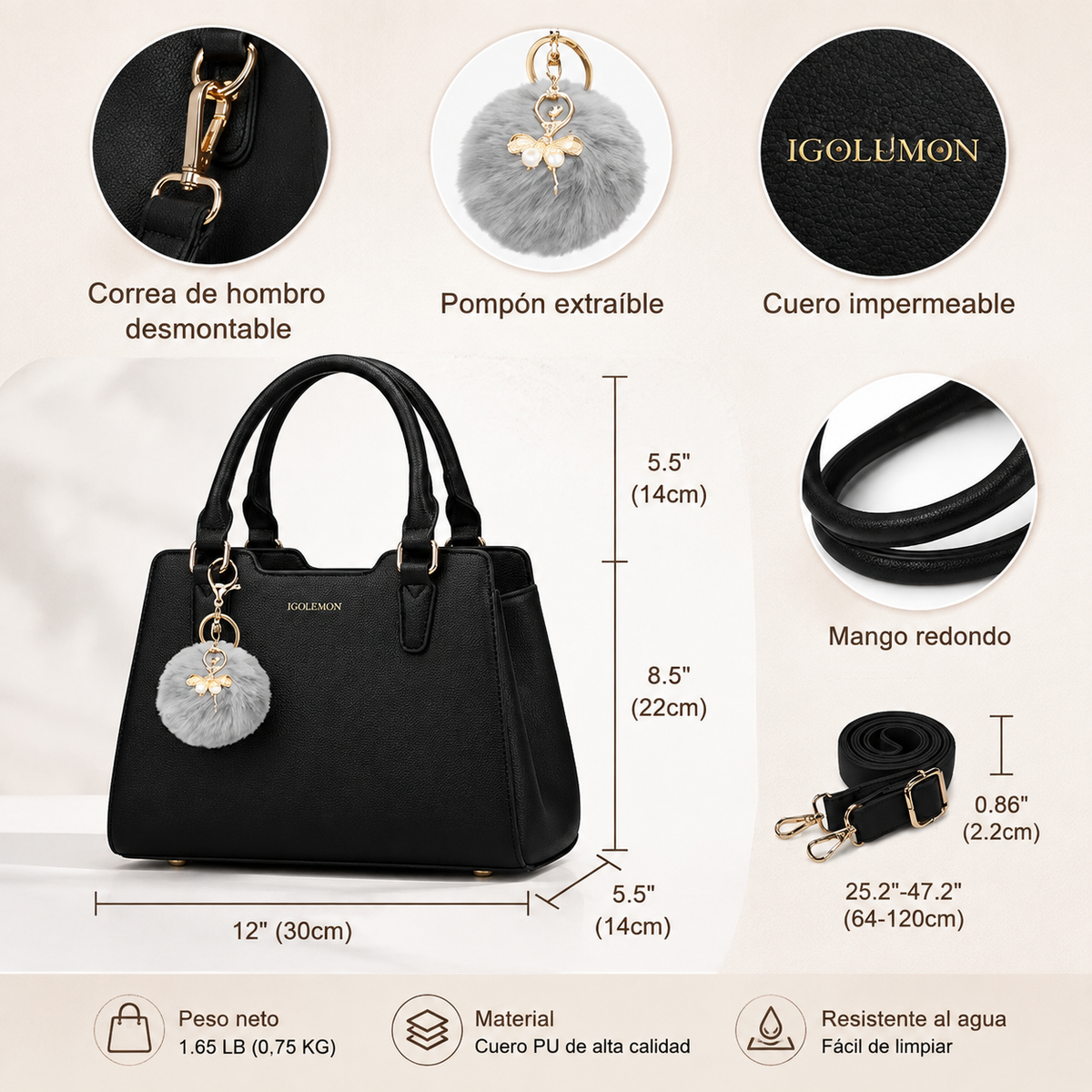 Women's Waterproof Quilted Bag with Pocket