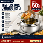 ⏳ Time-Limited Special ⏰ Deep Fryer Pot with Thermometer & Oil Drain Rack – Stainless Steel ✨