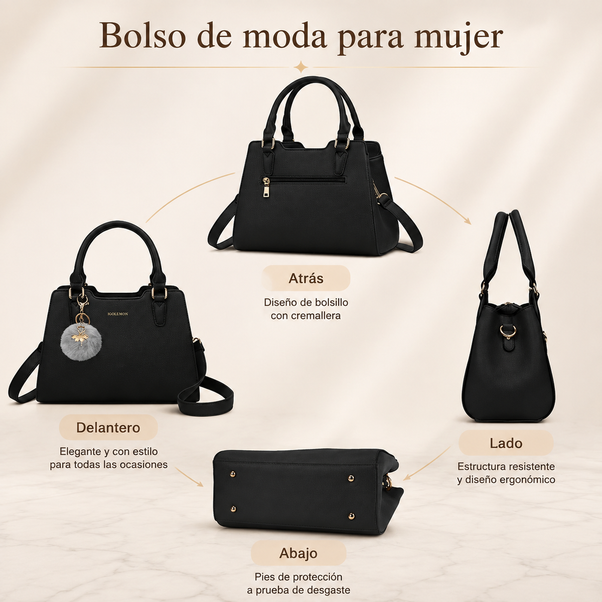 Women's Waterproof Quilted Bag with Pocket