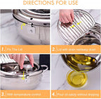 ⏳ Time-Limited Special ⏰ Deep Fryer Pot with Thermometer & Oil Drain Rack – Stainless Steel ✨